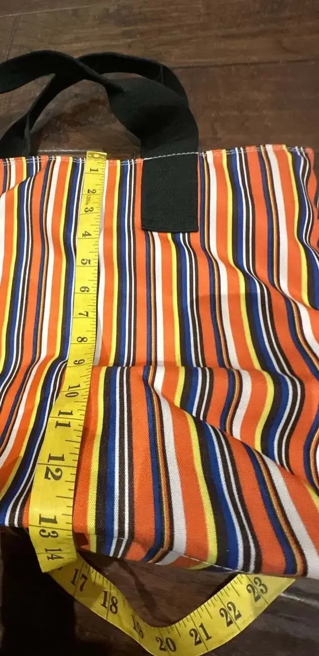 Roberta Freymann New York Multicolored Striped Canvas Tote Bag